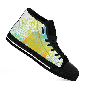 Colorful Buddha Lotus Print Black High Top Sneakers