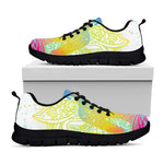 Colorful Buddha Lotus Print Black Running Shoes