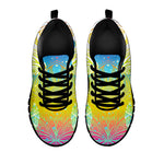 Colorful Buddha Lotus Print Black Running Shoes