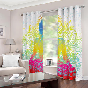 Colorful Buddha Lotus Print Blackout Grommet Curtains