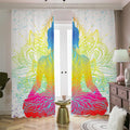 Colorful Buddha Lotus Print Dimout Pencil Pleat Curtains