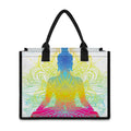 Colorful Buddha Lotus Print Canvas Tote Bag