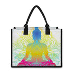 Colorful Buddha Lotus Print Canvas Tote Bag