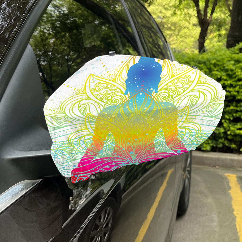 Colorful Buddha Lotus Print Car Side Mirror Covers