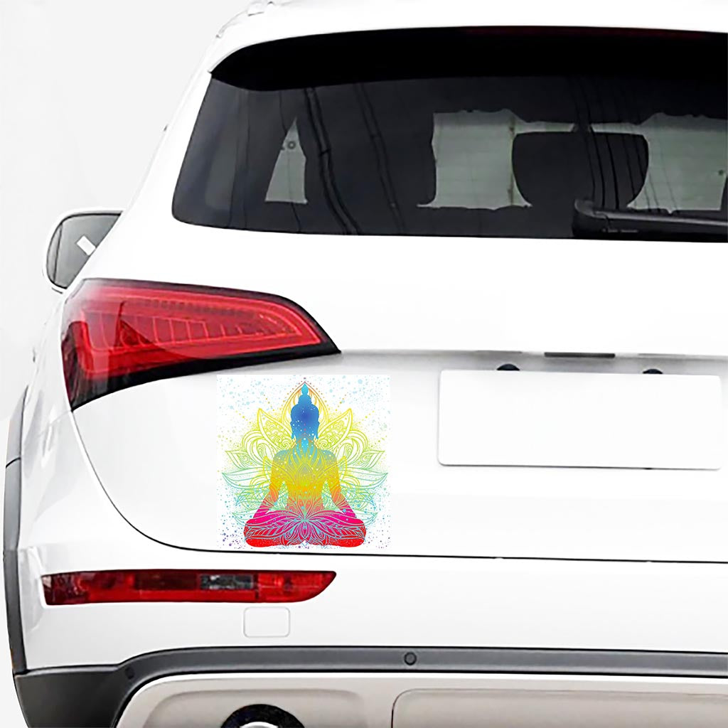 Colorful Buddha Lotus Print Car Sticker