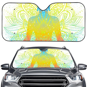 Colorful Buddha Lotus Print Car Windshield Sun Shade