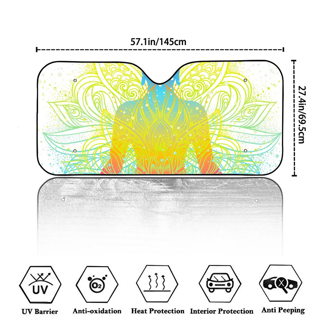 Colorful Buddha Lotus Print Car Windshield Sun Shade