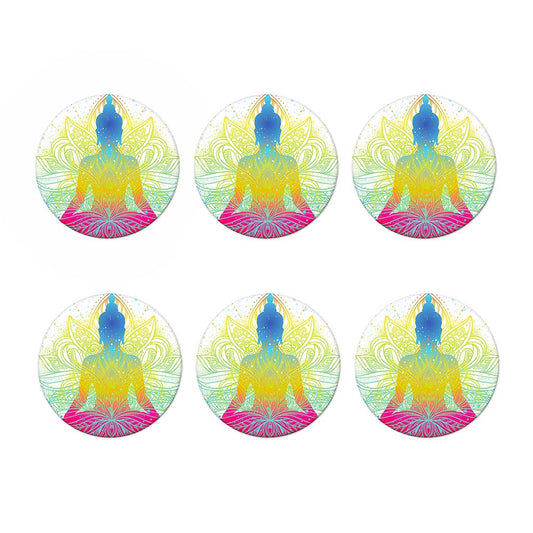 Colorful Buddha Lotus Print Coaster Set