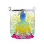 Colorful Buddha Lotus Print Collapsible Laundry Basket