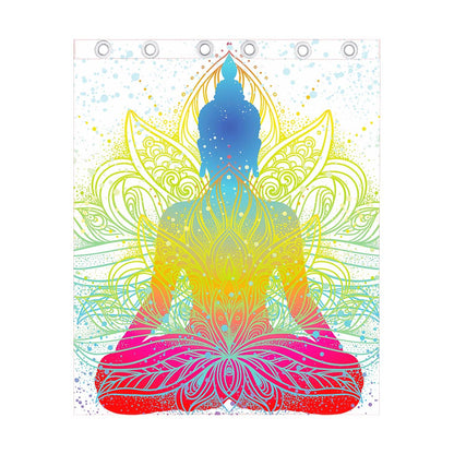 Colorful Buddha Lotus Print Curtain