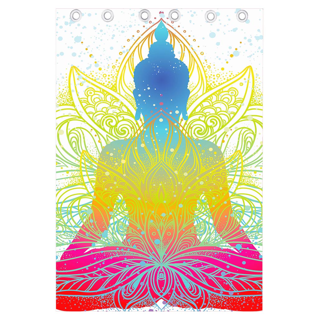 Colorful Buddha Lotus Print Curtain