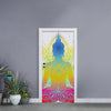 Colorful Buddha Lotus Print Door Sticker