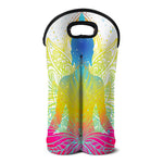 Colorful Buddha Lotus Print Double Neoprene Wine Tote