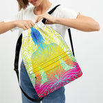 Colorful Buddha Lotus Print Drawstring Backpack