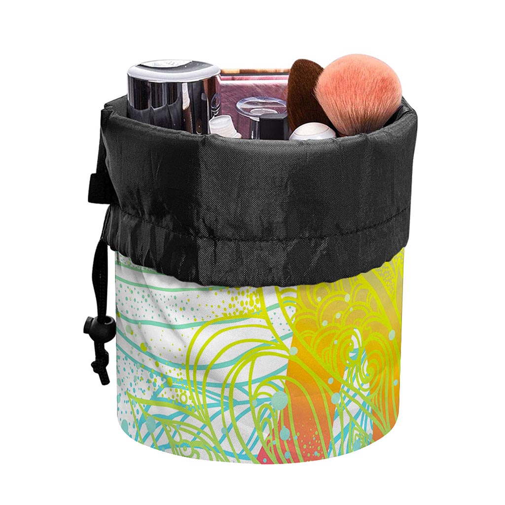 Colorful Buddha Lotus Print Drawstring Makeup Bag