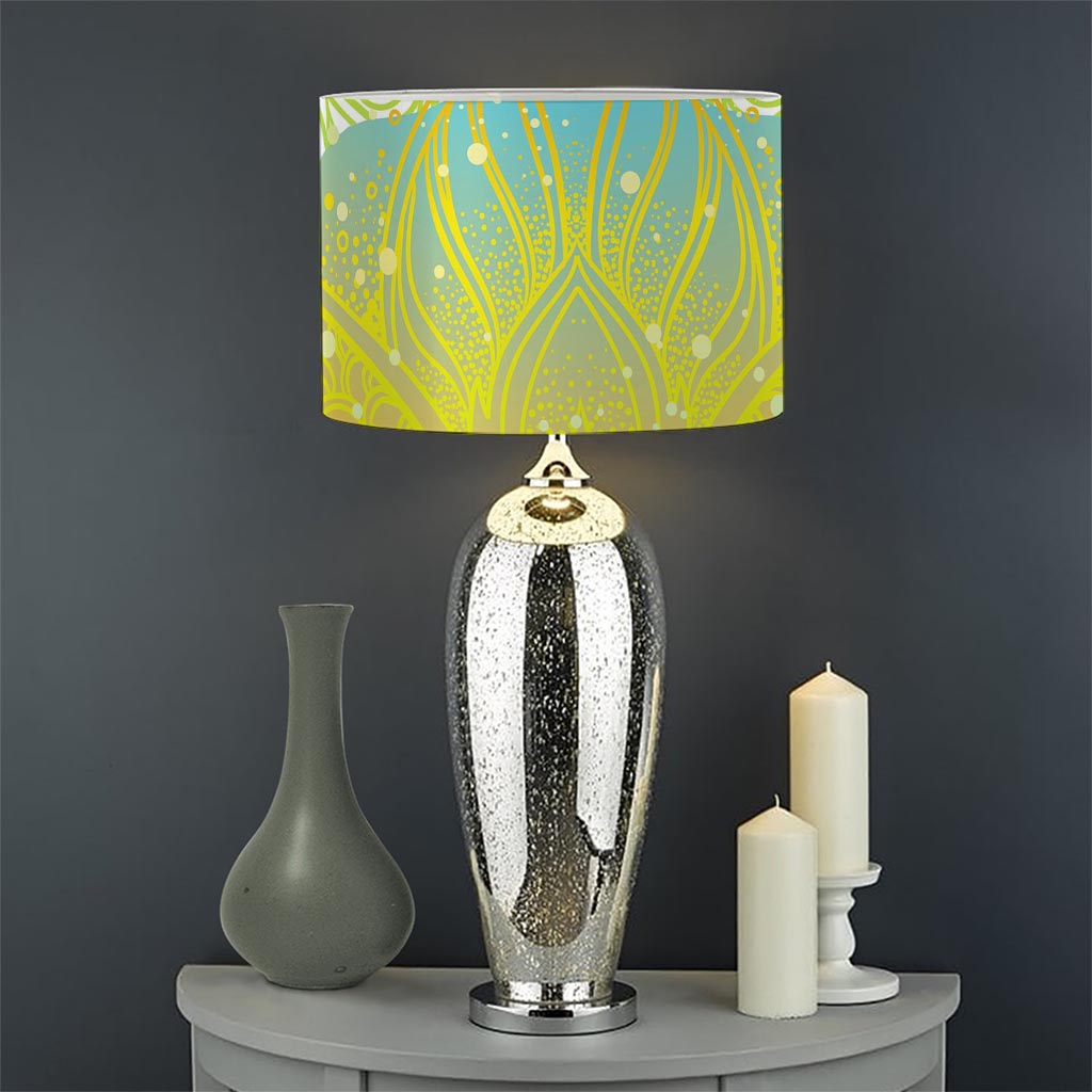 Colorful Buddha Lotus Print Drum Lamp Shade