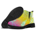 Colorful Buddha Lotus Print Flat Ankle Boots
