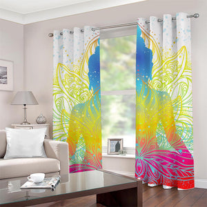 Colorful Buddha Lotus Print Grommet Curtains