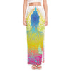 Colorful Buddha Lotus Print High Slit Maxi Skirt