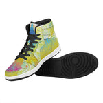 Colorful Buddha Lotus Print High Top Leather Sneakers