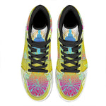 Colorful Buddha Lotus Print High Top Leather Sneakers