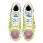 Colorful Buddha Lotus Print High Top Leather Sneakers