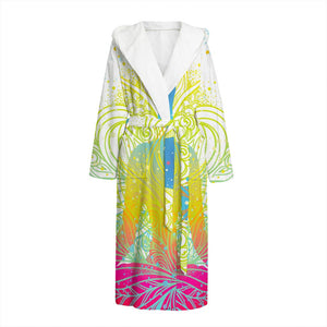 Colorful Buddha Lotus Print Hooded Bathrobe