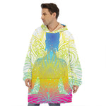 Colorful Buddha Lotus Print Hoodie Blanket