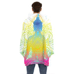 Colorful Buddha Lotus Print Hoodie Blanket