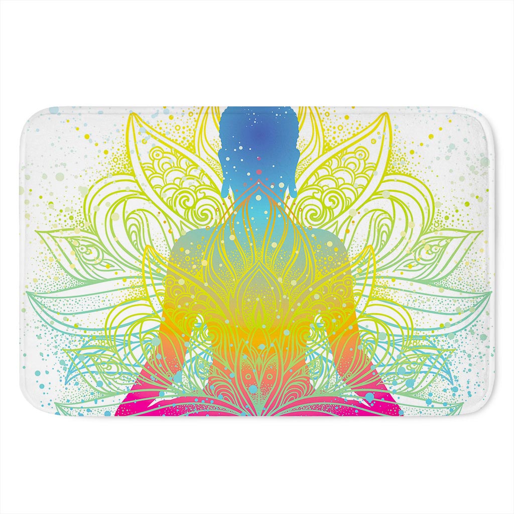 Colorful Buddha Lotus Print Indoor Door Mat