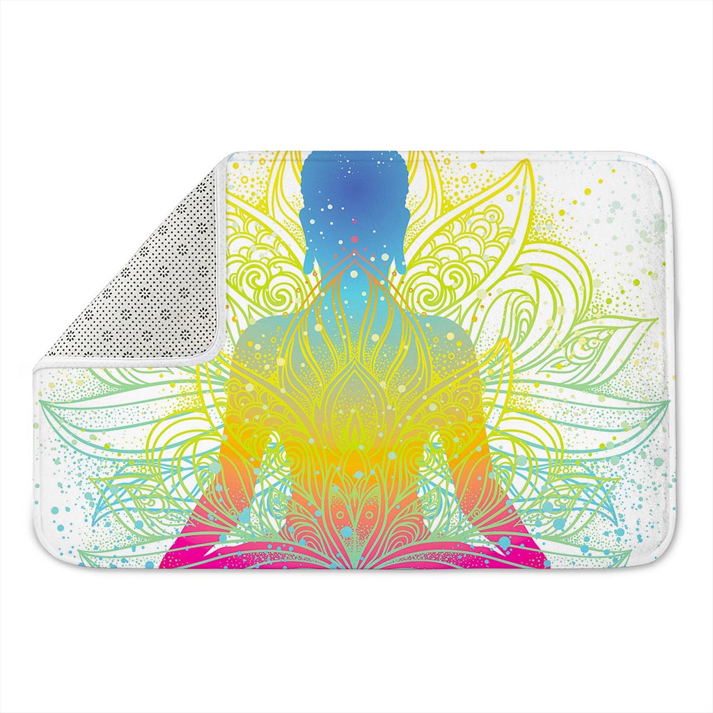 Colorful Buddha Lotus Print Indoor Door Mat