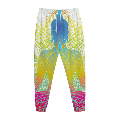 Colorful Buddha Lotus Print Jogger Pants