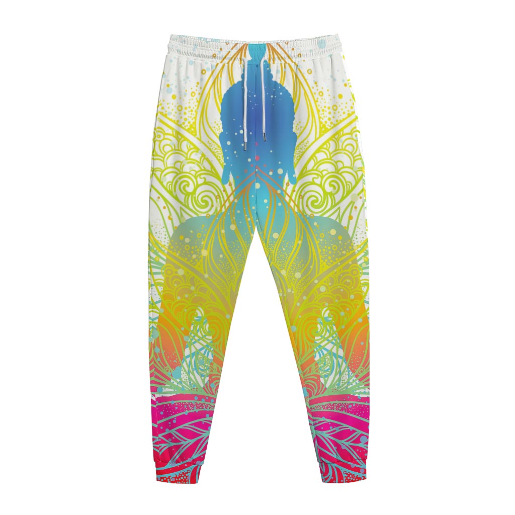 Colorful Buddha Lotus Print Jogger Pants