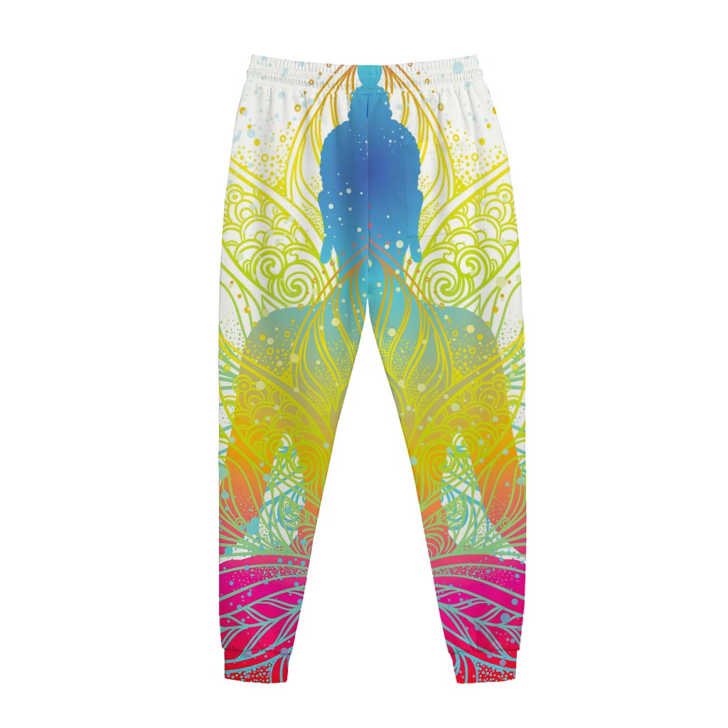 Colorful Buddha Lotus Print Jogger Pants