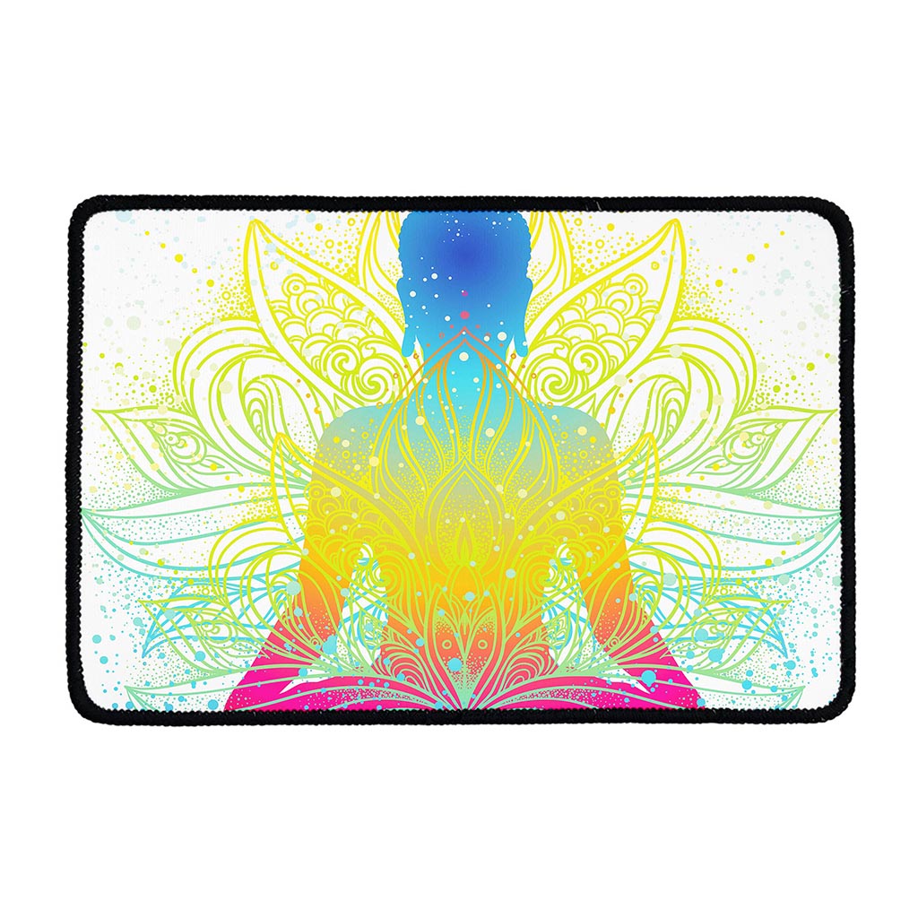 Colorful Buddha Lotus Print Kitchen Mat