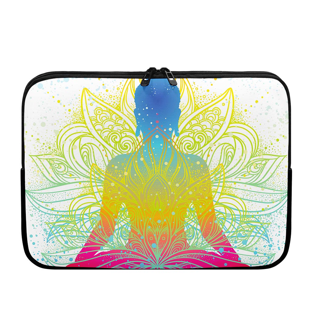Colorful Buddha Lotus Print Laptop Sleeve
