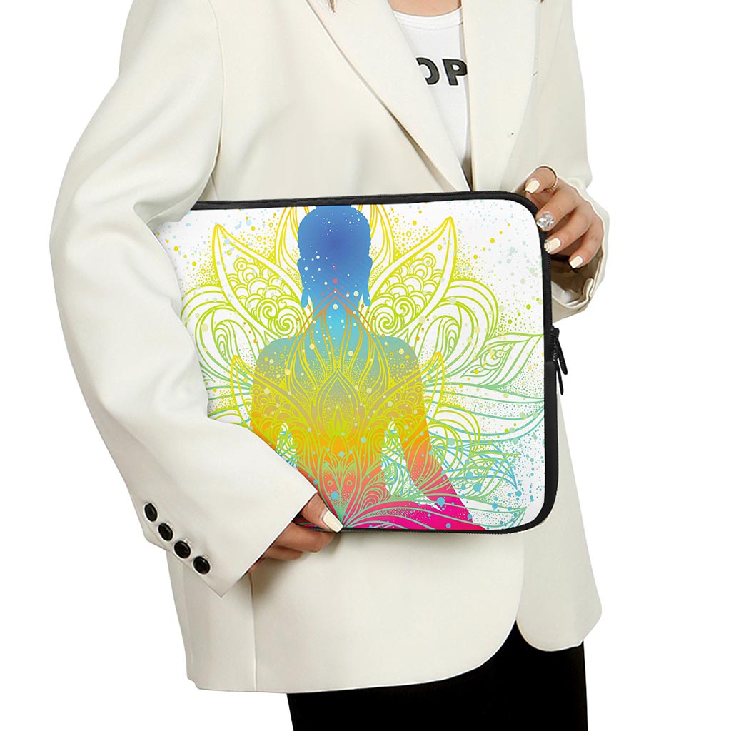 Colorful Buddha Lotus Print Laptop Sleeve