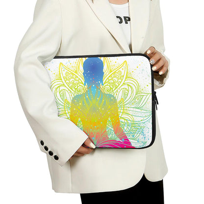 Colorful Buddha Lotus Print Laptop Sleeve