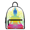 Colorful Buddha Lotus Print Leather Backpack