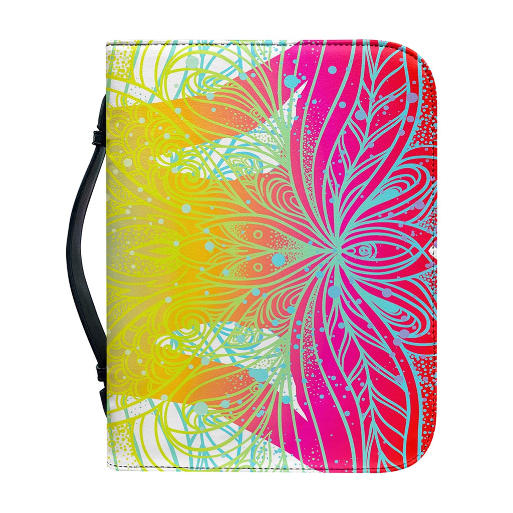 Colorful Buddha Lotus Print Leather Bible Cover