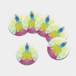 Colorful Buddha Lotus Print Leather Coaster Set