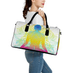 Colorful Buddha Lotus Print Leather Duffle Bag