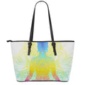 Colorful Buddha Lotus Print Leather Tote Bag With Zipper