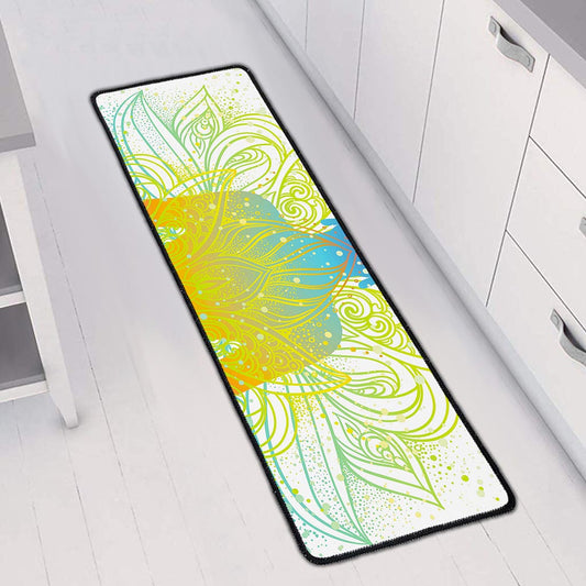 Colorful Buddha Lotus Print Long Kitchen Mat