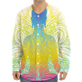 Colorful Buddha Lotus Print Long Sleeve Baseball Jersey