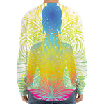 Colorful Buddha Lotus Print Long Sleeve Baseball Jersey