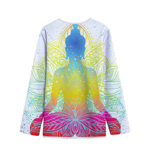 Colorful Buddha Lotus Print Long Sleeve Short Coat