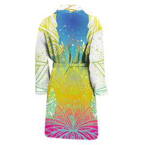 Colorful Buddha Lotus Print Men's Bathrobe