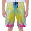 Colorful Buddha Lotus Print Men's Beach Shorts