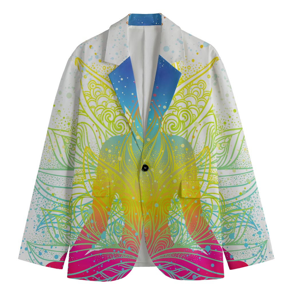 Colorful Buddha Lotus Print Men's Blazer